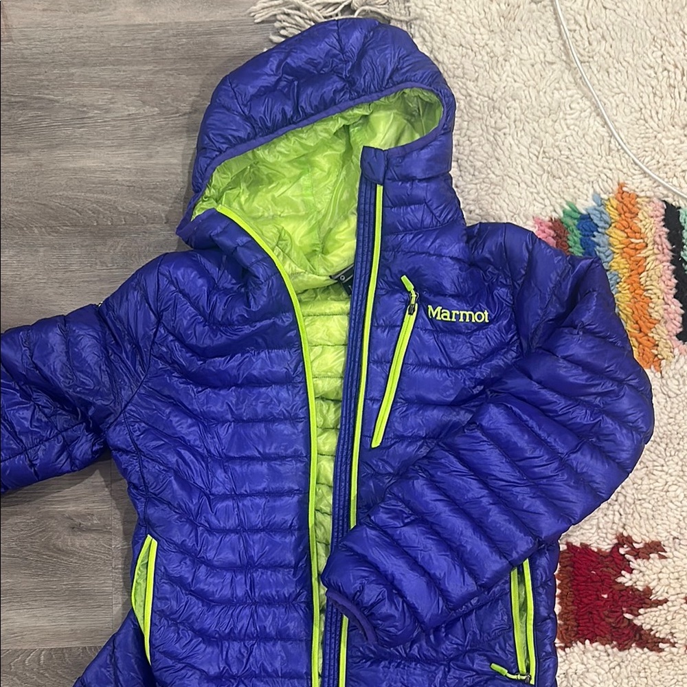 Marmot purple and Green Puffer Jacket
